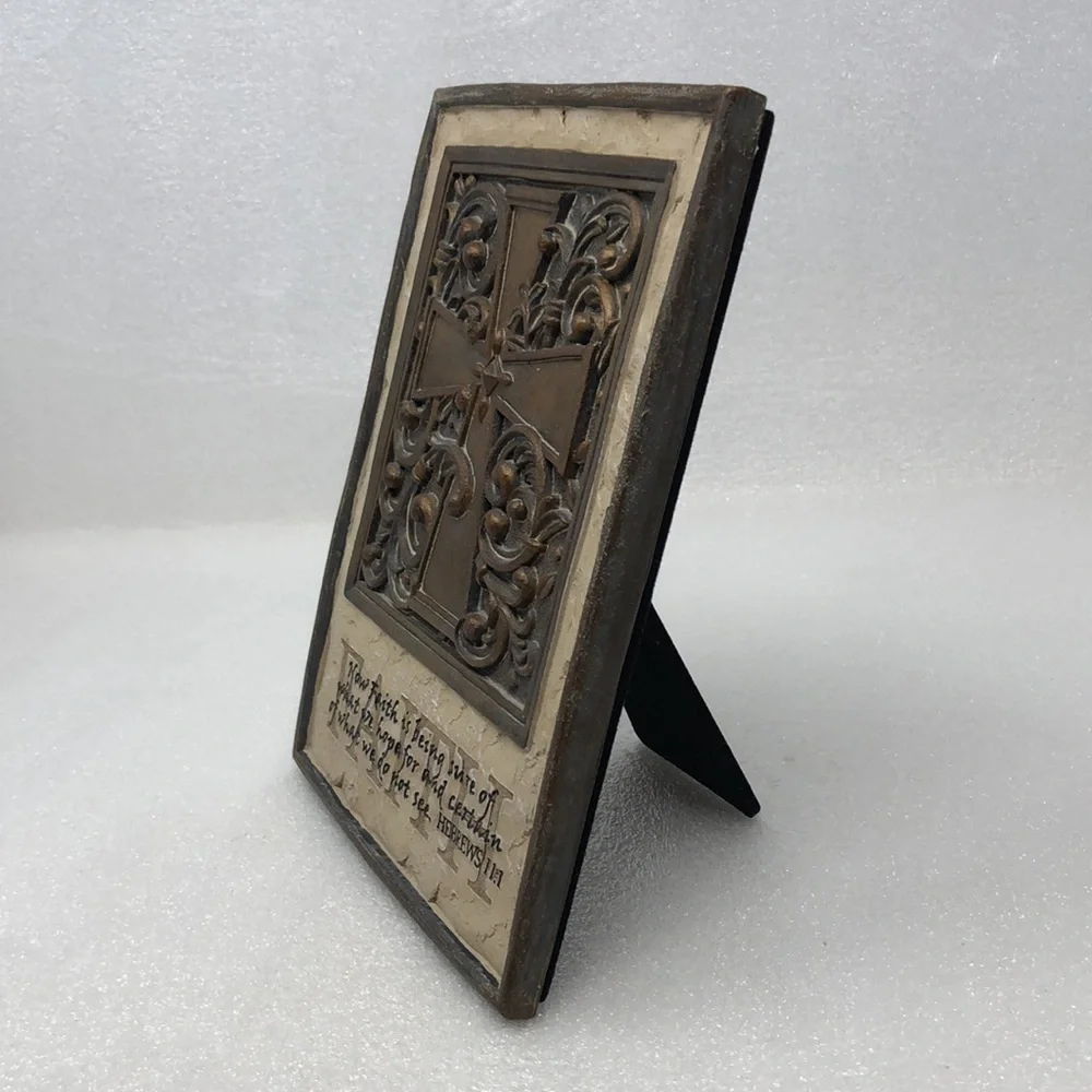 Decorative Cross Wall Plaque Carved With Inspirational Bible Verse Quote Resin